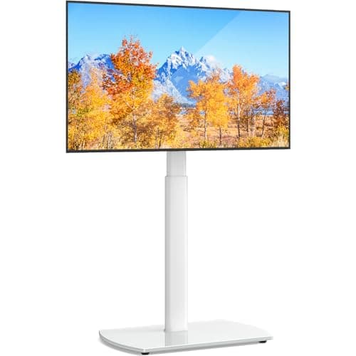 Image of RFIVER Universal TV Stand Slim Corner TV Floor Stand for 32-70 Inch TVs, Height Adjustable Swivel Cantilever Tall TV Stand with Tempered Glass Base Max VESA 400x400mm up to35kg, White