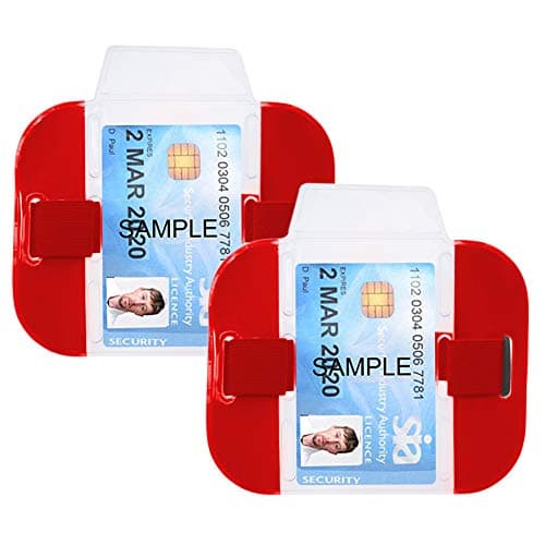 Image of GOGO 2 Pack SIA Security ID Badge Holders High-Visibility Bright Armbands-Red