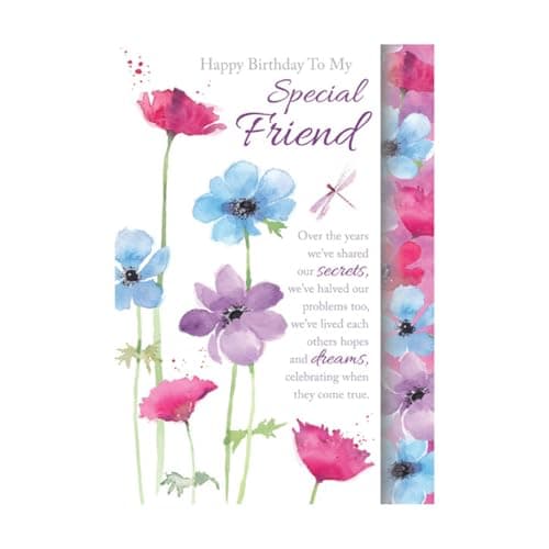 Image of Happy Birthday to My Special Friend Card - Flowers - 8.5 x 6 Inches - Words and Wishes