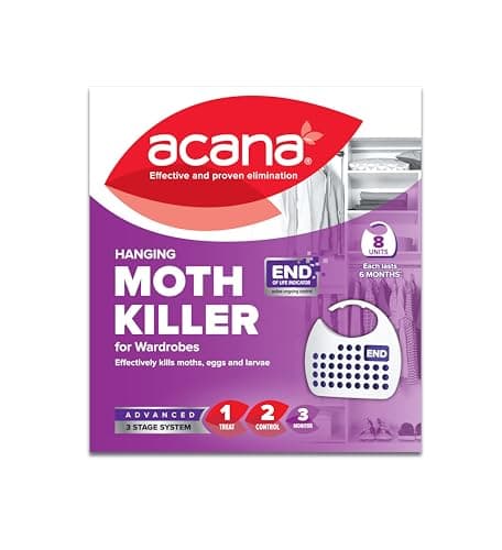 Image of Acana Hanging Moth Killer & Freshener, 8 Pack - Lavender Fragrance, Natural Oils - for Wardrobes - Protects Clothing & Bedding - Each Lasts Up to 3 Months