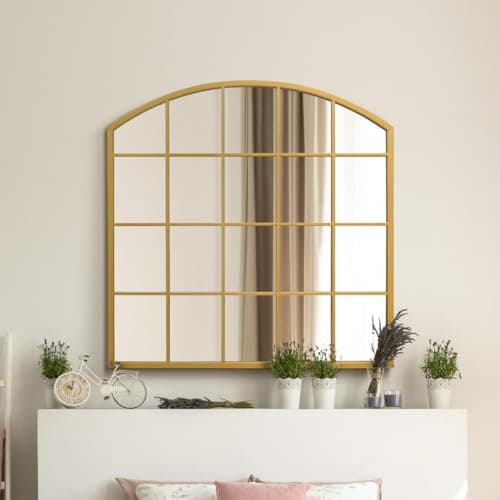 Image of The Arcus - Gold Framed Arched Window Leaner/Wall Mirror 39" X 39" (100x100CM) Suitable for Inside and Outside!