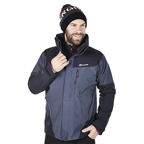 Image of Berghaus Men’s Arran 3 in 1 Jacket with Hydroshell Elite Exterior, Removable Fleece & Adjustable Hood, Waterproof, Breathable Raincoat (UK, Alpha, L, Regular, Regular, Grey)