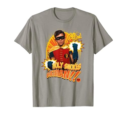 Image of DC Comics Batman TV Series Robin Holy Smokes T-Shirt, Men, Slate Grey, 3X-Large