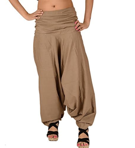 Image of SNS Pure Cotton Harem Pant Indian Trouser Yoga Pant - Beige -