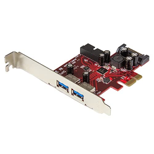 Image of StarTech.com 4 Port PCI Express USB 3.0 Card - 2 External & 2 Internal - SATA Power - UASP Support - 2x Int Motherboard-Style Headers (PEXUSB3S2EI) , Metallic/Red
