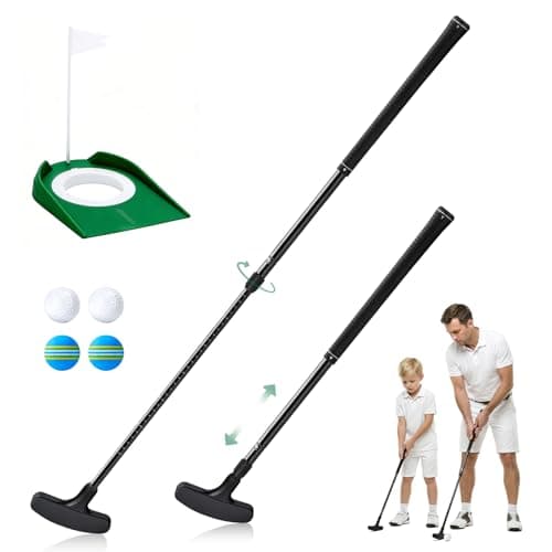 Image of Adjustable Golf Putter for Men and Women with 4 Golf Balls & Cup with Flag Two-Way Kids Putter Mini Golf Putter for Right & Left Handed Golf Putter Suitable for Children, Teenagers and Adults