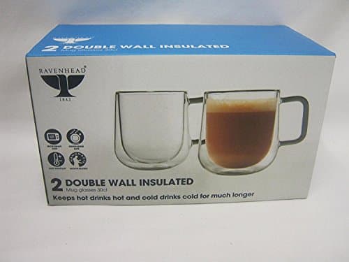 Image of Ravenhead Double Wall Designer Glass Drinking Mug, Transparent, Set of 2, 30 Cl