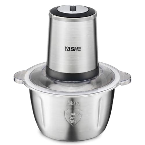 Image of YASHE Mini Food Chopper 500W, Electric Food Processor with 1.8L Stainless Steel Bowl, Meat Grinder with 4 Bi-Level Blades, 2 Speeds
