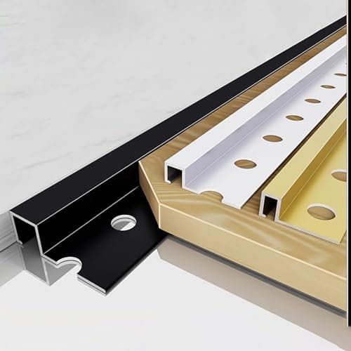 Image of Raouoae Tile Rail Corner Profile, Square Aluminium Alloy 125CM (2 Pieces), Tile Edge Trim For Wood, Laminate, Vinyl, Ceramic Tiles – Home, Office, Hotel Wall Corner Protector(Black,W:10MM)
