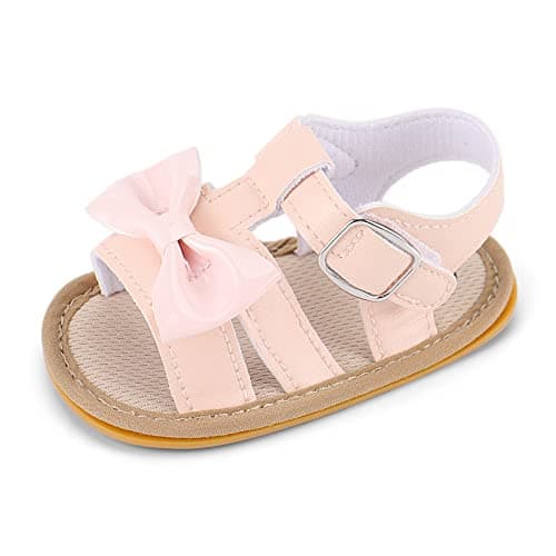 Image of MASOCIO Baby Sandals Girl Open Toe Infant Toddler Girls Summer First Walking Shoes Size 4 UK Child 12-18 Months Pink 2 (Manufacturer's Size: 3)