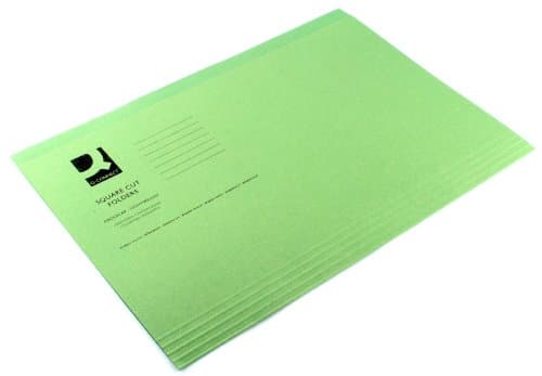 Image of Q-Connect Square Cut Folder Lightweight 180gsm Foolscap Green (Pack of 100)