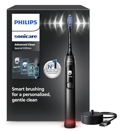 Image of Philips Sonicare AdvancedClean Limited Edition Electric Toothbrush - Smart Screen, Pressure Sensor, Brush Head Replacement, 5 Brushing Modes and SmarTimer, Black, Model HX3792/11