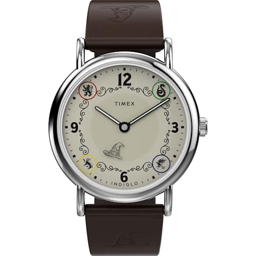 Image of Timex Unisex Harry Potter x Weekender Hufflepuff House 38mm Watch - Brown Two- Piece Cream Dial Silver-Tone Case