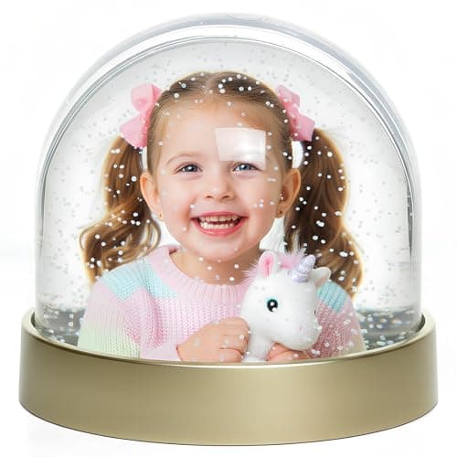 Image of Personalised Photo Snow Globe Dome Glitter Shaker Ornament | Metallic Finish
