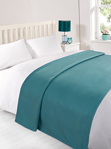 Image of Dreamscene Fleece Throw Blanket for Bed, Super Soft Warm Cosy Plain Teal Throw for Sofa Lightweight Fluffy Single Bedspread Polar Fleece Blanket, 120 x 150cm