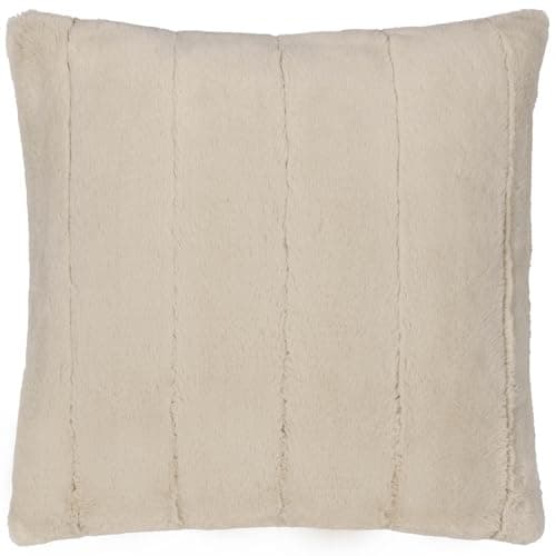 Image of Paoletti Empress Cushion Cover – Soft Faux Fur Velvet Decorative Cushion Case with Concealed Zip for Elegant Home Styling (Oatmeal - 45x45cm)