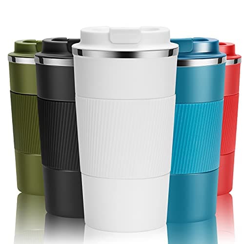 Image of YINJOYI Travel Mug Reusable Coffee Cups Thermal Insulated Vacuum Insulation Stainless Steel Bottle for Hot Cold Drinks(White, 510ml)