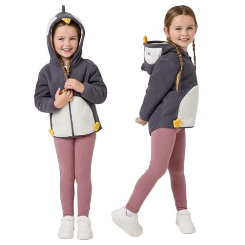 Image of Snuggz Penguin Zip Fleece Jacket – Soft Zip-Up Penguin Fleece Coat for Children Cosy Everyday Outerwear with Hood & Pockets Warm Lightweight for School Playtime & Outdoor Adventures - Kids 2-3 Years