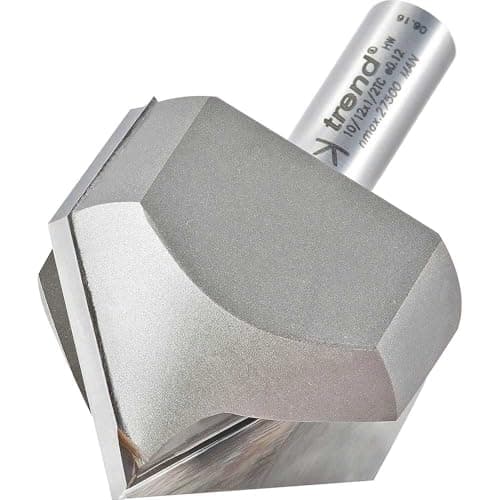 Image of Trend Professional Chamfer V Groove Cutter, 45-Degree, 1/2 Inch Shank, 51mm Cut Diameter & 25mm Cut Length, Tungsten Carbide Tipped, 10/12X1/2TC