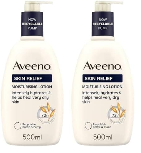Image of Aveeno Skin Relief Moisturising Lotion (2x 500ml), Body Lotion for Very Dry and Irritable Skin, Soothes Skin from Day 1, Label and Packaging May Vary