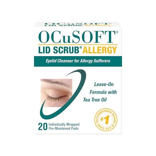 Image of OCuSOFT Lid Scrub Allergy, Eyelid Cleanser, Pre-moistened Pads 20ct, Green Tea Extract and Tea Tree Oil, Leave-on Formula