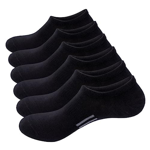 Image of GiveGift 6 Pairs Mens No Show Cotton Trainer Socks Breathable Lightweight Invisible Casual Non-Slip Low Cut Socks for Men - Black Size 8-10 (6PM2327)