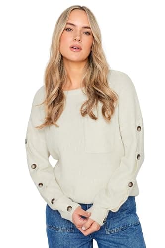 Image of Long Tall Sally - LTS Tall White Button Long Sleeve Jumper - Women's