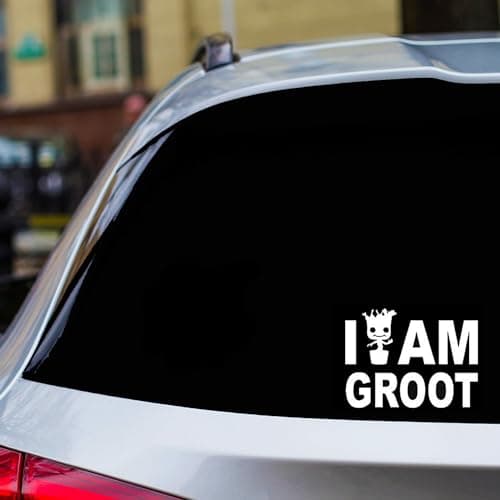 Image of H-TRADINGS I Am Groot White 4 Inches Approx Cars Pontoon,Walls Helmets,Toolbox,Laptop,Die-Cut Vinyl Stickers Decals Vans,SUV,Trucks,Windows,Bumper,Jet Ski