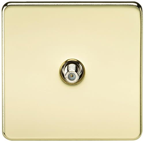 Image of Knightsbridge SF0150PB (Non-Isolated) Screwless 1-Gang Sat Tv Outlet, Polished Brass