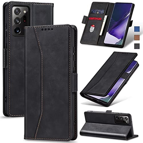 Image of Jasonyu Case for Samsung Galaxy Note 20 Ultra 5G/Note 20 Ultra Leather Wallet Flip Cover with Card Holder,Kickstand, Magnetic Closure,TPU Shockproof Phone Case (Black)