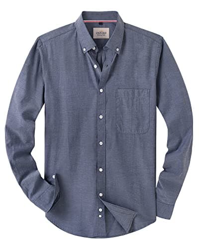 Image of J.VER Mens Shirts Long Sleeve Oxford Button Down Non Iron Fashion Business Smart Casual Work Formal Regular Fit Dress Shirts Blue M