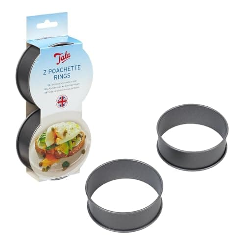 Image of Tala Non-stick Poachette Egg Rings, Ideal for Poaching and Frying Eggs and can be used for Crumpets & Yorkshire Puddings, Set of 2, Made in Britain., Silver