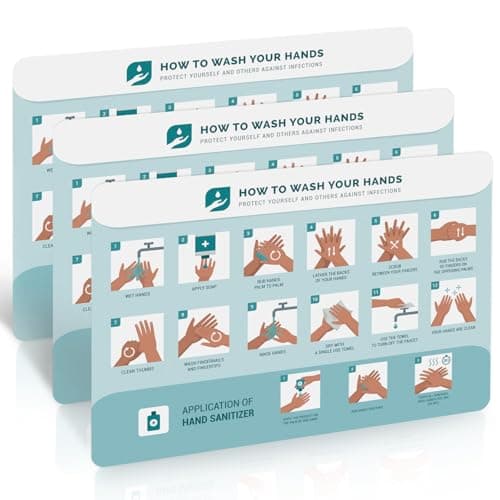 Image of 3pcs How To Wash Your Hands Sign, 297mm x 210mm, Matte Self-Adhesive Vinyl Sticker, Waterproof Hygiene Safety Poster