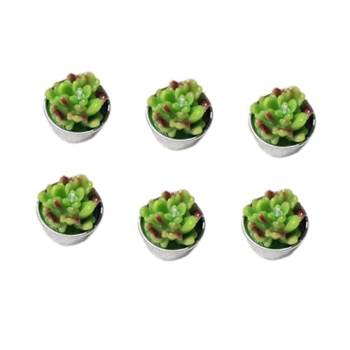 Image of HAMPPLIES 6pcs Succulent Candles Tealight Candles Handmade Plant Mini Decorative Aromatherapy for Home Party Spa Office Decoration