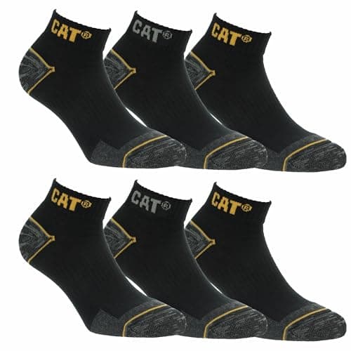 Image of Caterpillar 6 pairs Men's Work sneaker Socks Accident Prevention Reinforced on Heel and Toe Cotton Sponge (11-14, Black)