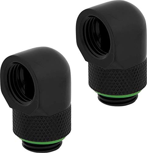 Image of Corsair Hydro X Series, 90 Degree Rotary Adapter, Twin Pack (G1/4 BSPP Port Threads, Solid Brass Durability, Secure Rotation Mechanism, Quality Polished Finish, Optimised for High Flow Rates) Black