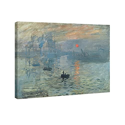 Image of Wieco Art Impression Sunrise Canvas Prints Wall Art of Claude Monet Classic Oil Paintings Reproduction Seascape Ocean Sea Beach Picture for Living Room Home Decor Modern Giclee Artwork