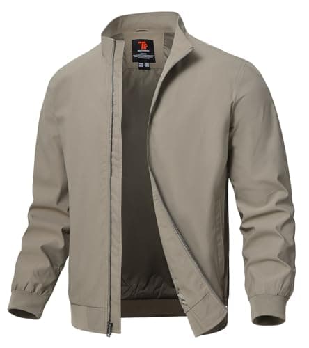 Image of YSENTO Mens Lightweight Summer Casual Jackets Windbreaker Bomber Baseball Sports Cargo Jacket Outwear with Zip Pockets(Khaki,XL)