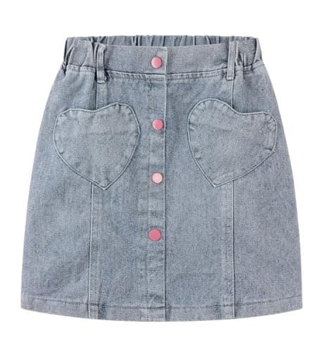 Image of SEAUR Kids Denim Skirt Short Fashion Blue Casual Summer Skirts Girls Jean Mini Skirt A Line High Waist Straight Soft 7-8 Years