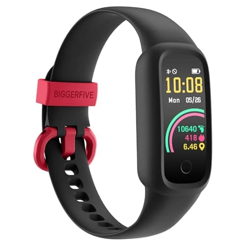 Image of BIGGERFIVE Vigor 2 L Kids Fitness Tracker Watch for Boys Girls Ages 5-15, Activity Tracker, Heart Rate Sleep Monitor, IP68 Waterproof, Pedometer, Calorie Step Counter Watch, Black