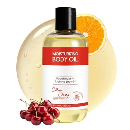 Image of Moisturizing Body Oil for Women - Citrus & Cherry Glow Remedy Oil - Luxury Glow Oil with Organic Ingredients - Non-Greasy Daily Body Moisturizer for Radiant Smooth Skin, 100ml