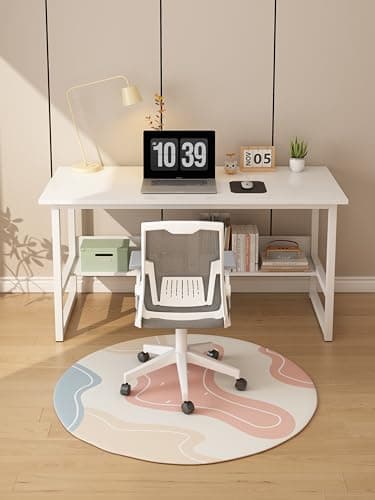 Image of LEPTIS MAGNA Desk, Computer Desk for Student and Work, Computer Desk with Shelf, Modern Computer Table, Stylish Home Office Desk with Self for Bedrooms, Office, Gaming (White, 120 CM)