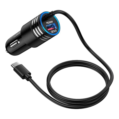 Image of Samsung Car Charger Fast Charge, 48W 2 Ports 12V USB C Car Phone Charger Cigarette Lighter Adapter with 1M Cable for Samsung Galaxy S26 S25 Ultra S24 S23 FE A14 A15 A16 A35 A54 A55 5G iPhone 17 16 15