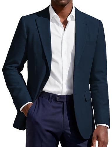 Image of PJ PAUL JONES Mens Blazer Slim Fit 2 Buttons Casual Sports Coats Wedding Suit Jackets Navy Blue L