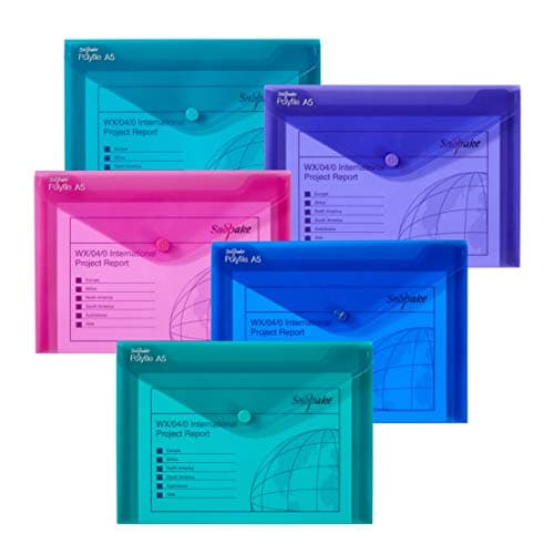 Image of Snopake A5 Polyfile Popper Wallet with Press Stud Closure – Electra Assorted [Pack of 5] Ref: 11355
