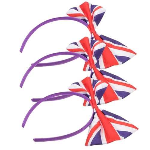 Image of JHKNNK Large Bow Headbands Comfortable to Wear with Uk Flag Pattern 3pcs Satin Material Lovely Hair Decors Suitable for Everyday Items and Christmas