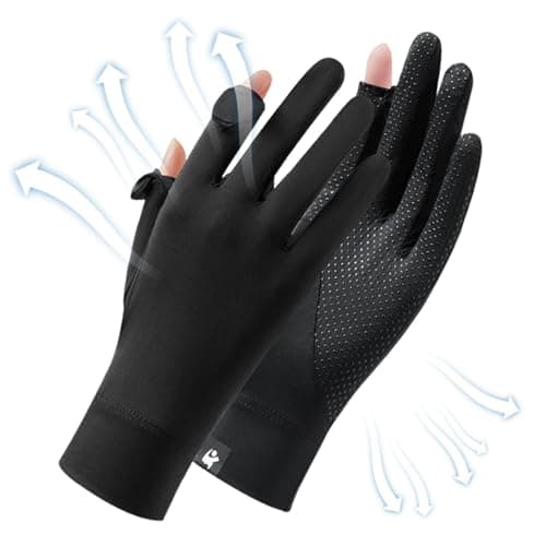 Image of UV Gloves for Driving, Sun Protection Gloves, UPF 50+ Full Finger Touchscreen Breathable Summer Gloves, Non-Slip, Lightweight Cycling Gloves, Washable for Cycling, Hiking, Outdoor Sports and, black