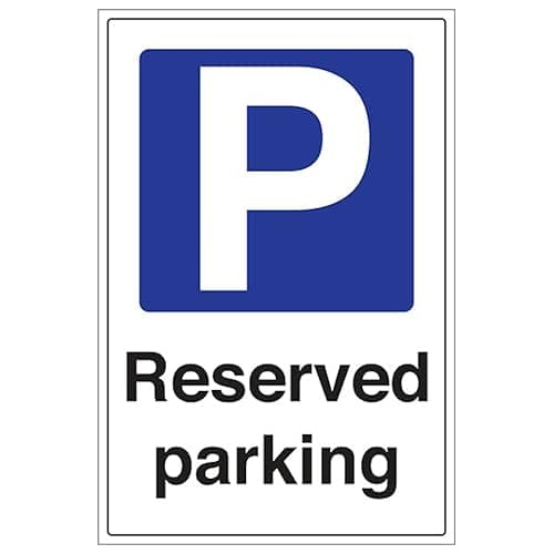 Image of V Safety Reserved Parking - Portrait 300 x 400 mm - 2mm Super-Tough Rigid Plastic Safety Sign