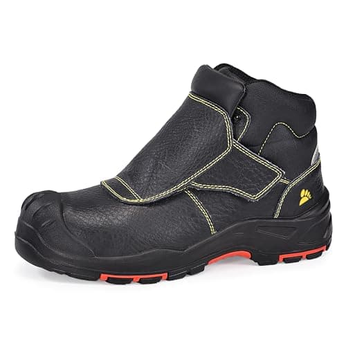 Image of Safetoe Welding Work Boots - 8387 S3 Anti-static ESD Cowhide Welder Safety Shoes 300 ℃ Heat Spark Resistant Stitch and Lace Protective Cover Rubber Sole Metal Free Composite Toe Midsole Size UK10