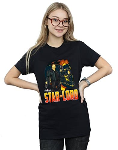 Image of Marvel Women's Avengers Infinity War Star Lord Character Boyfriend Fit T-Shirt Black XXX-Large